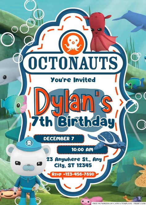 FREE Editable Octonauts Birthday Invitations Check more at https://www.fridf.com/free-editable-octonauts-birthday-invitations/ 7th Birthday, Youre Invited, Birthday Invitations, Birthday, 10 Things, Christmas