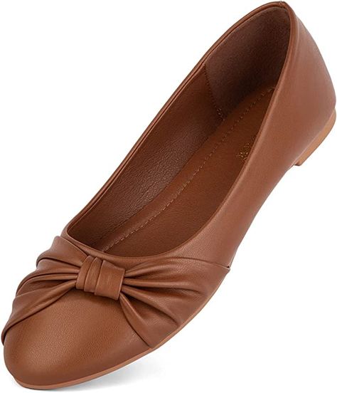 Amazon.com | MaxMuxun Women's Flats Shoes Faux Suede Round Toe Ballet Dressy Flats Comfortable Slip On Walking Shoes | Flats Ladies Shoes Flats Casual Classy, Cute Pumps Flat, Ladies Shoes Flats, Fits With Leggings, Ladies Flat Shoes, Classy Sandals, Brown Flat Shoes, Trip Style, Cutest Shoes