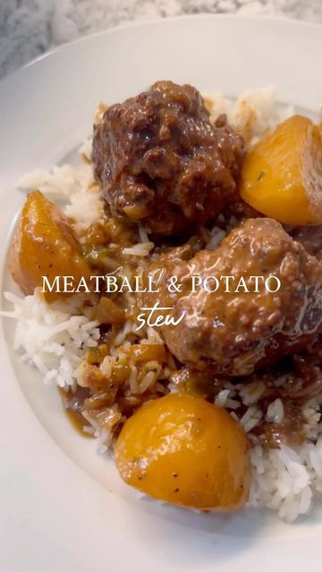 Meat Ball Stew Recipe, Meatball And Potato Stew, Cajun Meatball Stew, Meatball And Potatoes Recipes, Britscookin Recipes, Cajun Meatball Stew Recipe, Meatball Potato, Cajun Meatballs, Meatballs And Potatoes