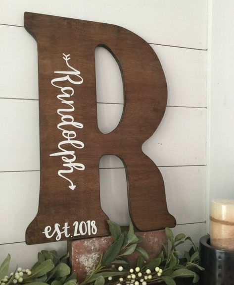 Last Name Letter Wall Decor, Diy Letter Decor Initials, Diy Letter Decor, Bulldog Cake, Initial Decor, Letter Door Hangers, Initial Wall Decor, Wood Initials, Large Wooden Letters