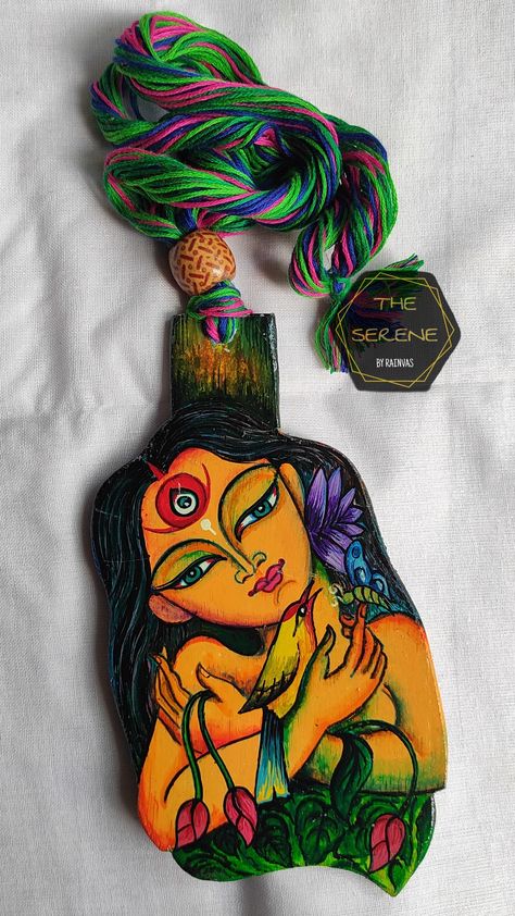 Bengali Clay Jewellery, Hand Painted Jewellery, Neck Pendant, Painted Jewellery, Terracotta Jewellery Designs, Handmade Jewelry Ideas, Diy Fabric Jewellery, Art Jewelry Design, Polymer Clay Jewelry Tutorials