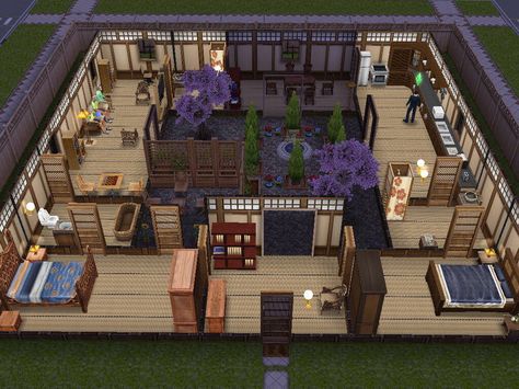 japanese retreat inspired sims freeplay house design Sims 4 Japanese House Layout, Sims 4 Japanese House Interior, Sims 4 Japanese House, Sims Freeplay House Ideas, Small Japanese House, Anime Houses, Serenitea Pot, Japanese House Design, Sims Mobile