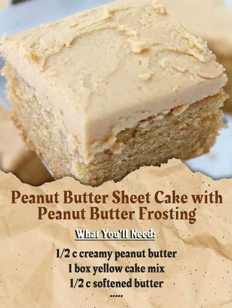 Peanut Butter Sheet Cake with Peanut Butter Frosting – Page 2 – 99easyrecipes Applesauce Spice Cake, Apple Peanut Butter, Cake With Peanut Butter Frosting, Peanut Butter Sheet Cake, Peanut Butter Snacks, Spice Cake Recipes, Apple And Peanut Butter, Cake Frosting Recipe, Butter Cake Recipe