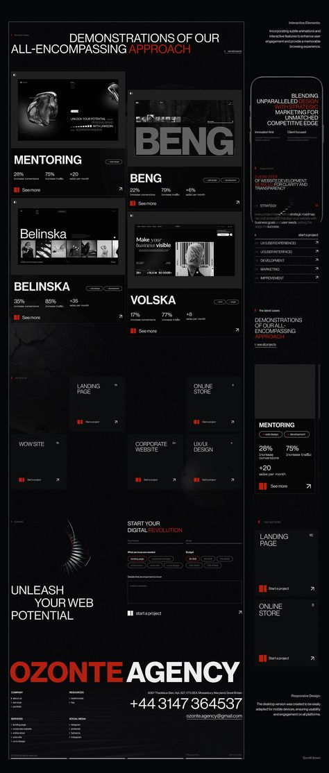 Ozonte :: Behance Red Black Website Design, Dark Mode Website Design, Brutalist Web Design, Ux Animation, Black Website, Cyberpunk Design, App Layout, Web Layout Design, Car Brand