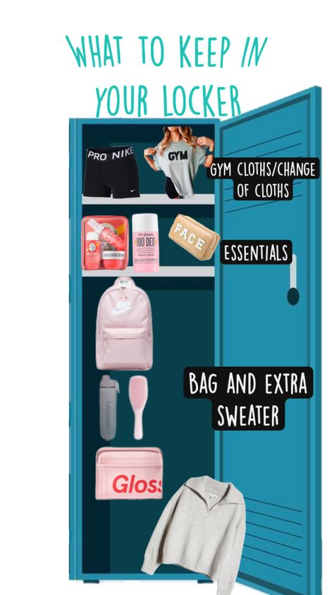 Bag Locker Essentials, Middle School Lockers, Middle School Backpack, Questions For Friends, Lululemon Sweater, Backpack Essentials, Sephora Skin Care, Nike Bags, School Lockers