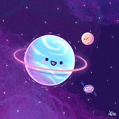 ☁️😴 xmio | DTIYS-Event running on Instagram: “Hiiii, kawaii planets are back! 🦀🦀🦀 I was asked if I would like to participate with other artists in a space themed collab, each of us…” Kawaii Planet, Planet Drawing, Space Drawings, Iphone Wallpaper Kawaii, Nerdy Gifts, Artistic Space, Planets Art, Space Backgrounds, Earth Art