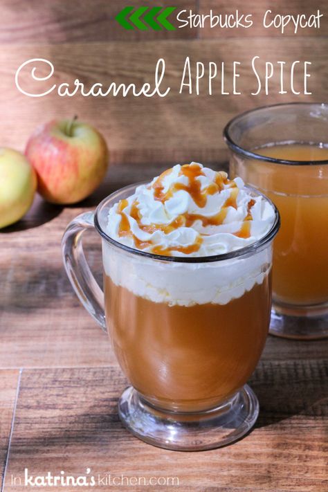 Starbucks Copycat Caramel Apple Spice by KatrinasKitchen on www.bakedbyrachel.com - Rachel {Baked by Rachel} Starbucks Caramel Apple Spice, Pumpkin Bread Starbucks Copycat, Copycat Drink Recipes, Copycat Starbucks Drinks, Caramel Apple Spice, Café Starbucks, Spiced Drinks, Starbucks Caramel, Apple Spice