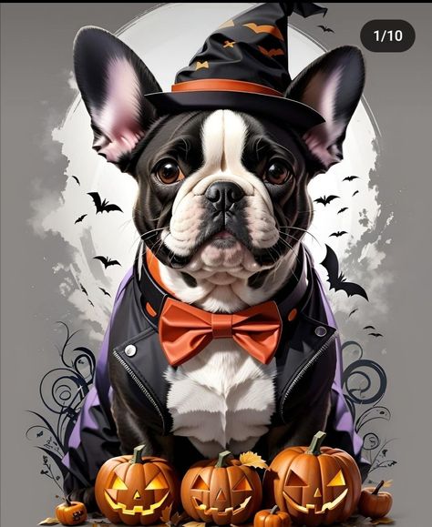 Puppy Wallpaper Iphone, Inkless Printer, Bulldog Wallpaper, Bulldog Clipart, Halloween Puppy, Happy Halloween Pictures, French Dogs, Halloween Tee Shirts, Puppy Wallpaper