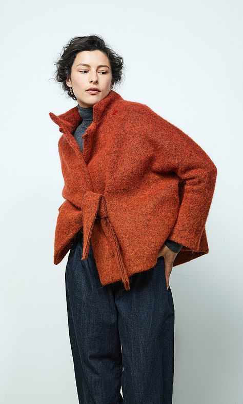 Boiled wool jacket - Plümo Ltd Short Wool Coat Women, Boiled Wool Coat, Boiled Wool Jacket, Large Clothes, Mum Fashion, Wool Clothing, Boiled Wool, Knitwear Fashion, Wool Dress