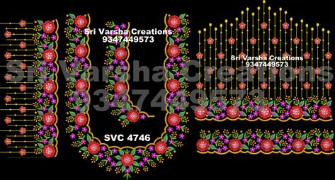 Latest Computer Embroidery Designs, Embroidery Layout, Floral Blouse Designs, Embroidery Designs Free Download, Work Computer, Fake Family, Machine Embroidery Designs Projects, Lace Blouse Design, Latest Embroidery Designs