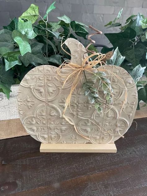 Dollar Tree Tile Pumpkin | Hometalk Fall Pumpkin Crafts, Dollar Tree Pumpkins, Dollar Tree Fall, Adornos Halloween, Diy Dollar Tree Decor, Fall Thanksgiving Decor, Dollar Tree Decor, Fall Halloween Crafts, Dollar Tree Diy Crafts