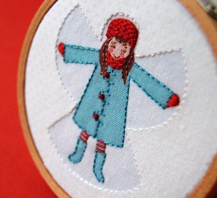 Inspiration: so september – Needle Work Angel Embroidery, Aqua Christmas, Embroidered Embellishments, Snow Angel, Reverse Applique, Snow Angels, Embroidery Patterns Free, Angel Ornaments, Embroidery Hoop Art