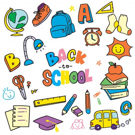 Back to school doodle clip art illustrat... | Premium Vector #Freepik #vector Luffy Gear Fourth, School Doodle, Doodles Design, School Doodles, Back To School Clipart, Free Doodles, Sticker Svg, Ink Doodles, Note Doodles