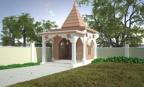 Small Temple Design For Home, Shiv Temple, Hanuman Mandir, Commercial Building Plans, Hindu Mandir, Puja Ghar, 3d Plan, Cloud Party, Curtains Living Room Modern