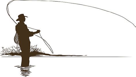 Fly Fishing Illustration, Mayfly Drawing, Fly Fishing Drawing, Fly Fishing Silhouette, Fishing Rod Drawing, Fly Fishing Pictures, Fishing Icon, Fishing Illustration, Fish Banner