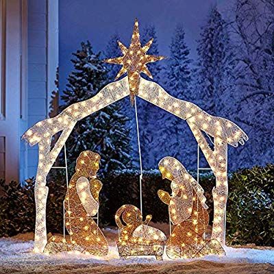 Amazon.com: Brylanehome Crystal Splendor Outdoor Nativity Scene (White,0): Home & Kitchen Decoracion Navidad Diy, Outdoor Nativity Sets, Outdoor Nativity Scene, Outdoor Nativity, Christmas Manger, Christmas Nativity Set, Led Decoration, Diy Outdoor Decor, Christmas Nativity Scene