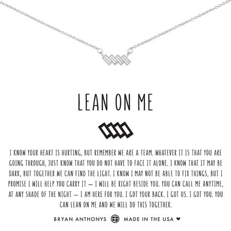 Lean On Me Tattoo, Lean On Me Quotes, Got Your Back Quotes, Moving On Quotes Letting Go, Quotes Message, Necklaces Cute, Cute Necklaces, Together Quotes, Motivational Quotes Wallpaper