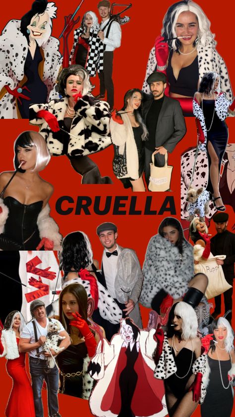 Cruella Deville Costume, Cruella Costume, Couple Costume, Cruella Deville, Hollywood Theme, Couples Costumes, Halloween Decorations, Halloween Costumes, Hollywood