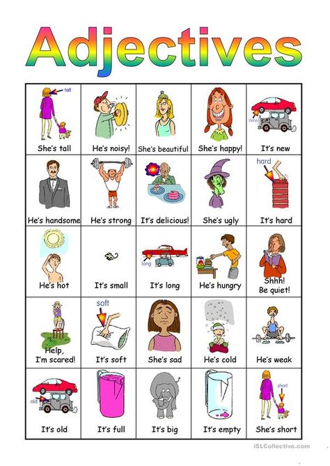 Adjectives Bingo set - English ESL Powerpoints for distance learning and physical classrooms Adjective Chart, Adjectives To Describe Personality, Adjectives For Kids, English Is Fun, Adjectives Esl, Eal Resources, Aba Ideas, Teaching Adjectives, Personality Adjectives