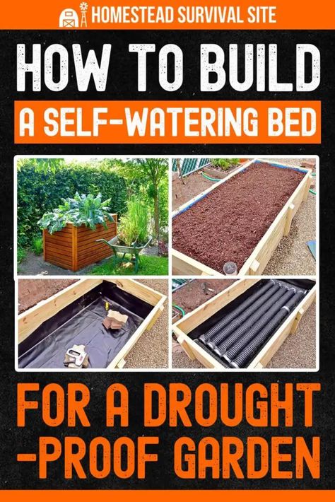 Self Watering Raised Garden Beds, Plants To Draw, Homestead Rescue, Raised Garden Beds Irrigation, Self Watering Garden, Survival Homestead, Watering Raised Garden Beds, Wicking Garden Bed, Trailerable Houseboats