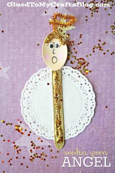 Wooden Spoon Christmas Angel - an easy craft for kids Christmas Projects For Kids, Christmas Angel Crafts, Angel Kids, Preschool Christmas Crafts, Angel Crafts, Kid Craft, Winter Crafts For Kids, Preschool Christmas, Wooden Spoon