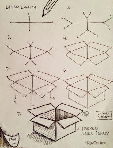 Mrs. Fortner 2nd gradeAdrian, jasmine, haydin, Brianna.-----------Mrs. Craig's 3rd grade Emrie, Zamora & London Practice drawing a 3-D box before beginning on this project...  Here are two step by ste Drawing Trends, Draw A Box, Some Drawings, Desain Buklet, Drawing Step, 3d Drawings, Drawing Practice, Drawing Lessons, Drawing Skills