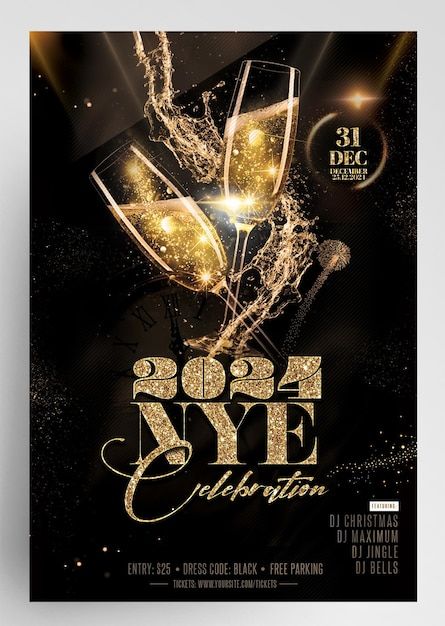 2024 Celebration, Nye 2024, New Year Flyer, Restaurant Layout, New Years Eve Dinner, Rath Yatra, Winter Gold, Pamphlet Design, Fancy Restaurant