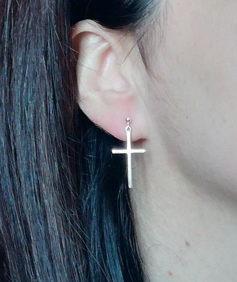 Sliver Earrings, Earrings Cross, Big Cross, Unisex Earrings, Cross Earrings Studs, Four Leaf Clover Necklace, Open Hoop Earrings, Clover Necklace, Cross Earrings