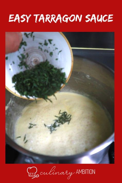 tarragon sauce Tarragon Cream Sauce, Tarragon Recipes, Tarragon Sauce, Plantain Recipes, Cream Sauce Recipes, Easy Recipes For Beginners, Salad Sauce, Gravy Sauce, Wifey Material