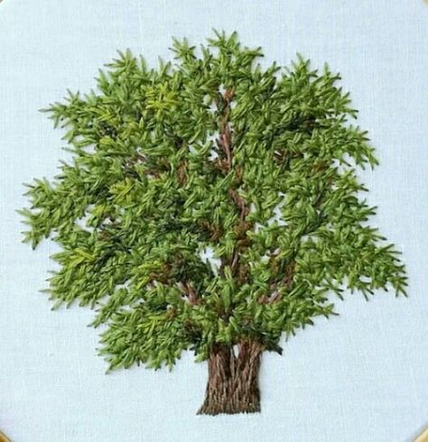 Embroidered Oak Tree, Silk Ribbon Embroidery Patterns, Brazilian Embroidery, Pola Sulam, Crewel Embroidery, Hand Embroidery Art, Silk Ribbon Embroidery, Hand Embroidery Stitches, Hand Embroidery Patterns