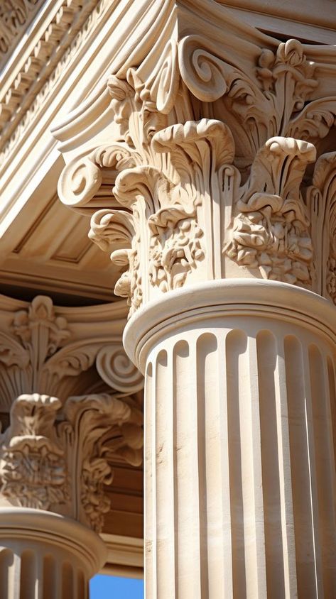 Greek temple architecture building column. | premium image by rawpixel.com / Tanat Chittirungsan Greek Corinthian Column, Corinthian Architecture, Pillars Architecture, Greek Pillars, Archaeology Aesthetic, Ancient Rome Aesthetic, Temple Background, Ancient Greek Temple, Egypt Architecture