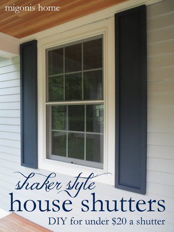 Shaker style house shutters. Jendela Vintage, Outdoor Window Shutters, Shutters Diy, Modern Shutters, Window Shutters Exterior, Diy Exterior, Outdoor Shutters, Black Shutters, House Shutters