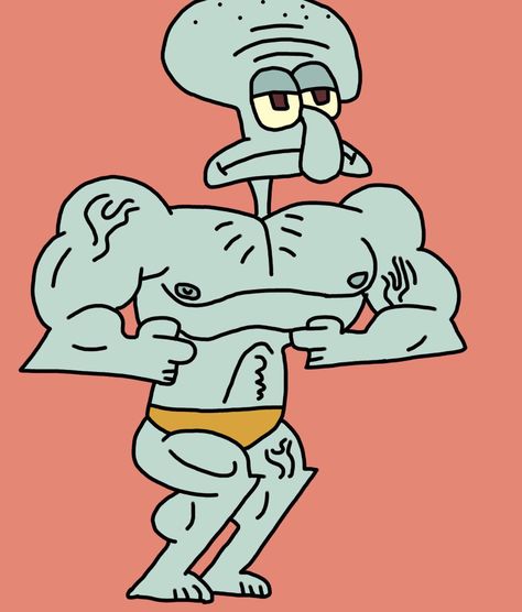 Buff Squidward, Spongebob Muscles, Squidward Fanart, Hot Squidward, Muscle Cartoon, Gym Icons, Nose Reference, Gym Icon, Gym Poster