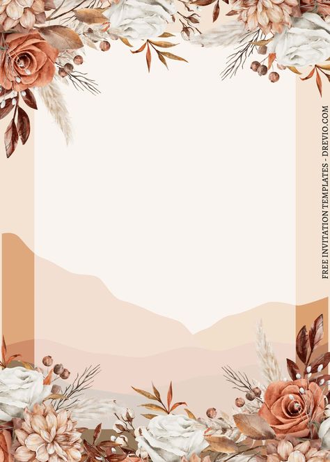 Bohemian Party Invitations, Boho Template Background, Elegant Banner Design, Floral Template Backgrounds, Blank Cards Design Free Printable, Boho Flower Background, Wedding Illustration Background, Boho Floral Background, Simple Floral Background