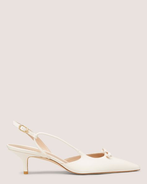 TULLY 50 SLINGBACK | Stuart Weitzman Bridal Era, Stuart Weitzman Heels, It Is Finished, Shoe Ideas, Side Design, Travel Outfits, Pointed Heels, Kitten Heel Pumps, Dream Nails