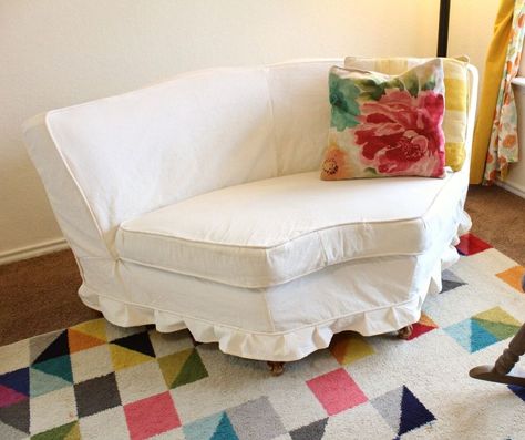 How to Sew a Fitted Couch Cover | It's Very Doable! Vintage Couch, Washable Markers, Couch Cover, Seam Ripper, Drop Cloth, Back Pieces, Couch Covers, How To Sew, Learn To Sew