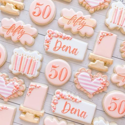 Cookies For Birthday Woman, 50th Birthday Decorated Cookies For Woman, Birthday Cookies Royal Icing Women, 50th Birthday Cookie Ideas For Women, 50th Cookies Birthday For Women, 50 Birthday Cookies Women, 50th Birthday Cookies Decorated, Birthday Cookies For Women, Birthday Sugar Cookies Woman