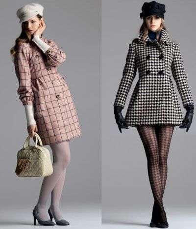 60S Look | Left: Pink check wool coat £70, Angora baker boy hat £8, Leather ... Outfits 60s, 60s Fashion Trends, 70s Mode, 60’s Fashion, 60s 70s Fashion, Sixties Fashion, Century Clothing, Contemporary Designs, Mod Fashion