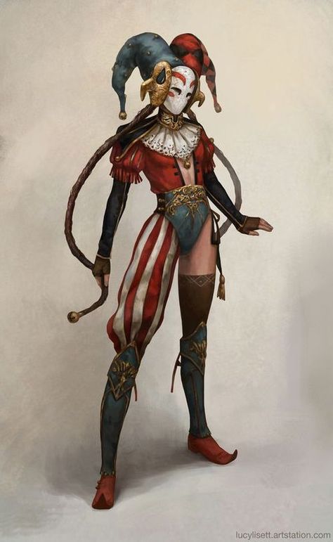 art, clown, and fantasy image Jester Outfit, Heroic Fantasy, 다크 판타지, 판타지 아트, Fantasy Rpg, Fantasy Inspiration, 영감을 주는 캐릭터, Character Creation, Dnd Characters