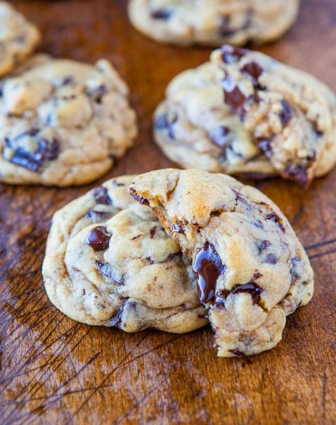 Chocolate Chip and Chunk Cookies Cream Cheese Chocolate Chip Cookies, Averie Cooks, Cooking Chocolate, Chewy Chocolate Chip, Chewy Chocolate Chip Cookies, Best Chocolate Chip Cookie, Chocolate Chunk Cookies, Crumpets, Cookies Recipes Chocolate Chip