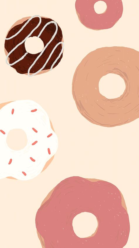 Cute donut patterned background in pink cute hand drawn style | free image by rawpixel.com / Porpla mana Mini Donuts Background, Donuts Astethic, Poster Donat, Dessert Wallpaper, Foodie Wallpapers, Donut Background, Donut Drawing, Journal Pics, Donut Art