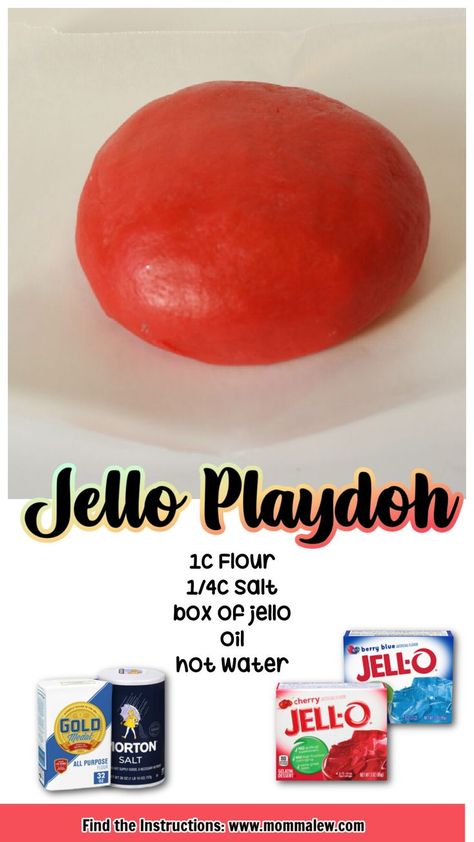 jello play dough red Jello Playdough Recipe, Jello Playdough, Jello Play Dough, Easy Homemade Playdough Recipe, Homemade Jello, Easy Playdough Recipe, How To Make Jello, Homemade Playdough Recipe, Gelatin Recipes