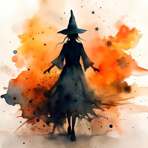 Watercolor Witch, JPG Please Read: This is a digital product. You will receive an instant download link. Information Regarding Usage: This file is available for both personal and commercial use. Reselling or sharing the file is strictly prohibited. DiannaRoseDesigns retains all copyrights. Hocus Pocus Watercolor, Witch Watercolor Paintings, Halloween Painting Watercolor, Witchy Watercolor Paintings, Watercolor Art Halloween, Halloween Watercolor Cards, Witch Painting Canvas, Creepy Watercolor Art, Cute Witch Drawing