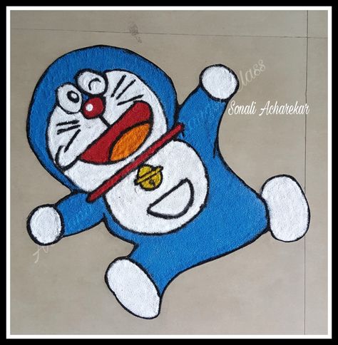 Doremon Rangoli Designs, Doraemon Rangoli, Doremon Rangoli, 2024 Rangoli, Freehand Rangoli, Free Hand Rangoli, Rangoli Designs Images, Rangoli Designs, Drawing For Kids