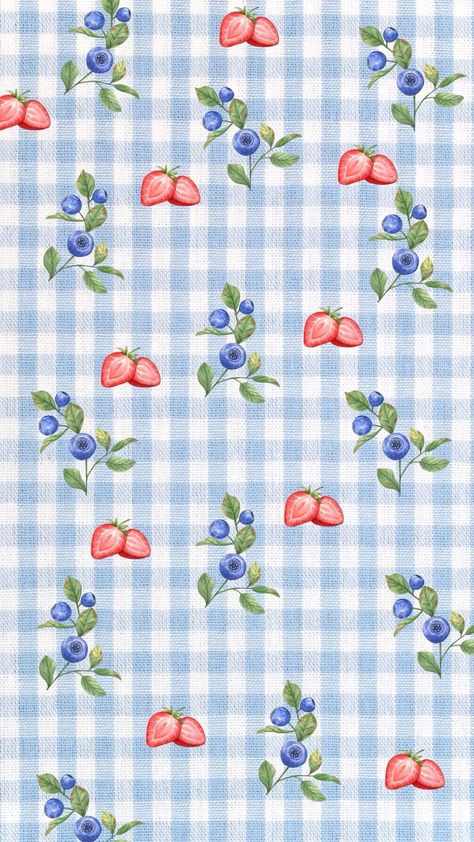 Vintage gingham patterned dessert featuring fresh blueberries and strawberries, summer berries and outdoor picnic inspiration Gingham Aesthetic Wallpaper, Blueberry Phone Wallpaper, Cute Kitchen Wallpaper, Cute Blueberry Wallpaper, Cherry Cute Wallpaper, Gingham Wallpaper Iphone, Ipad Mini Wallpaper Aesthetic, Gingham Pattern Wallpaper, Gingham Phone Wallpaper