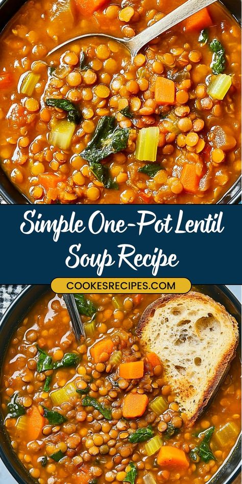 Lentil Veggie Soup, Meatless Soup Recipes, Lentil Soup Recipe Healthy, Cheese Sauce For Vegetables, Veggie Soup Recipe, Vegan Lentil Soup Recipes, Meatless Soups, Lentil Recipes Healthy, Veggie Soup Recipes