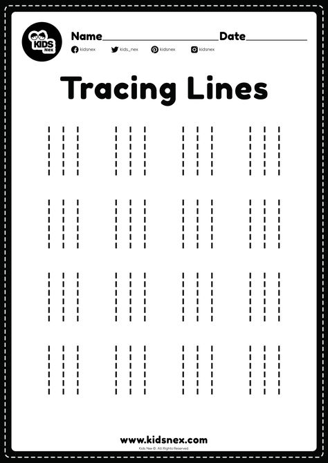 Standing Line Worksheet - Free Printable | Kids Nex Tracing Practice Preschool, Standing Line, Worksheets For Playgroup, Writing Practice Preschool, Line Tracing Worksheets, Pre Writing Practice, Handwriting Worksheets For Kids, Nursery Worksheets, Tracing Worksheets Free