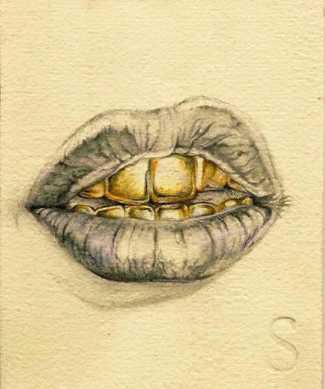 Dope Grills Drawing, Drawing Teeth, Dope Sketches, Mouth Painting, Teeth Drawing, Teeth Art, Mouth Drawing, Color Drawing Art, Identity Art