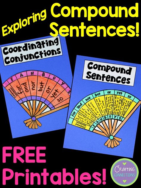 Teaching Compound Sentences, Fanboys Anchor Chart, Compound Sentences Anchor Chart, Compound Sentences Activities, Complex Sentences Activities, Third Grade Language Arts Activities, Sentence Anchor Chart, Teaching Sentences, Simple And Compound Sentences