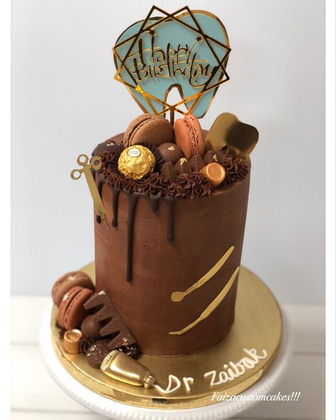 Tall chocolate dental themed cake 🤎💛🤎 Dental Theme Cake, Chocolate Tall Cake, Tall Chocolate Cake, Dental Cake, Trendy Cakes, Artistic Cake, Birthdays Cakes, Tall Cake, Chocolate Cake Designs